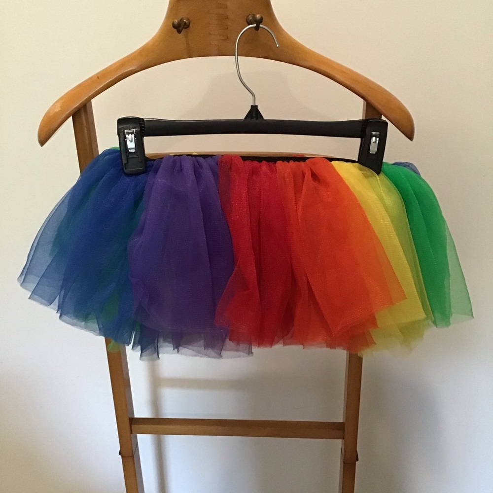 Rainbow Colorful Mesh Elastic Band Short Tutu - Picture 3 of 4